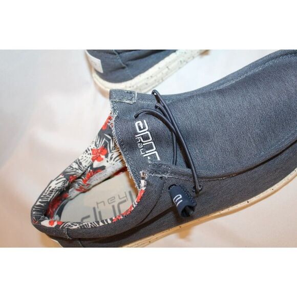 NEW MEN\'S HEY DUDE WALLY BLUE CANVAS WITH FLORAL TRIM 10 main image 6